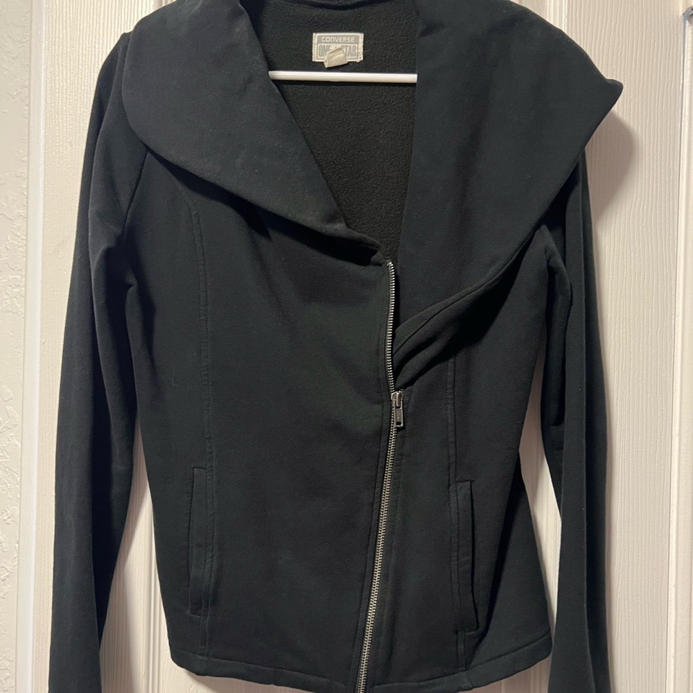 Converse Women's Black Asymmetrical Zip Jacket